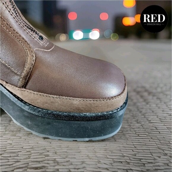 UGG CITYFUNC ZIP BURNT CEDAR LEATHER WATERPROOF ZIP BOOTS - WOMEN'S SIZE 9.5 - Picture 12 of 14